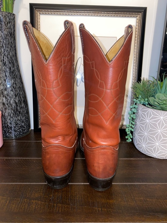 Vintage Justin Boots Brown Leather Western Cowboy Boots Size 8.5B Made In USA - Picture 9 of 15